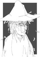 artist:johndoe black_background character:mavika feather female front_view frown hat human looking_at_viewer monochrome simple_background solo spoiler:book12 spoiler:volume6 upper_body witch witch_hat // 1364x1929 // 345.5KB // rating:Safe