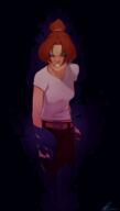 artist:pkay belt black_background black_flame brown_hair brown_legwear character:erin_solstice earther female fire front_view human innkeeper looking_at_viewer pants ponytail purple_eyes simple_background skill_display solo spoiler:volume7 standing // 567x1000 // 322.6KB // rating:Safe