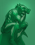 artist:mg character:grimalkin_duveig drake green_background green_scales mage male muscle nude sharp_teeth side_view simple_background sitting solo spoiler:book10 spoiler:volume6 tail // 2550x3300 // 2.1MB // rating:Safe