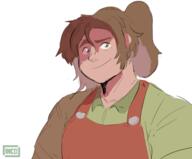 apron artist:fiore brown_eyes brown_hair character:erin_solstice earther female front_view green_chestwear green_eyes human innkeeper looking_at_viewer medium_hair ponytail red_chestwear simple_background smile solo spoiler:book1 sweat upper_body white_background // 3500x2900 // 1.6MB // rating:Safe